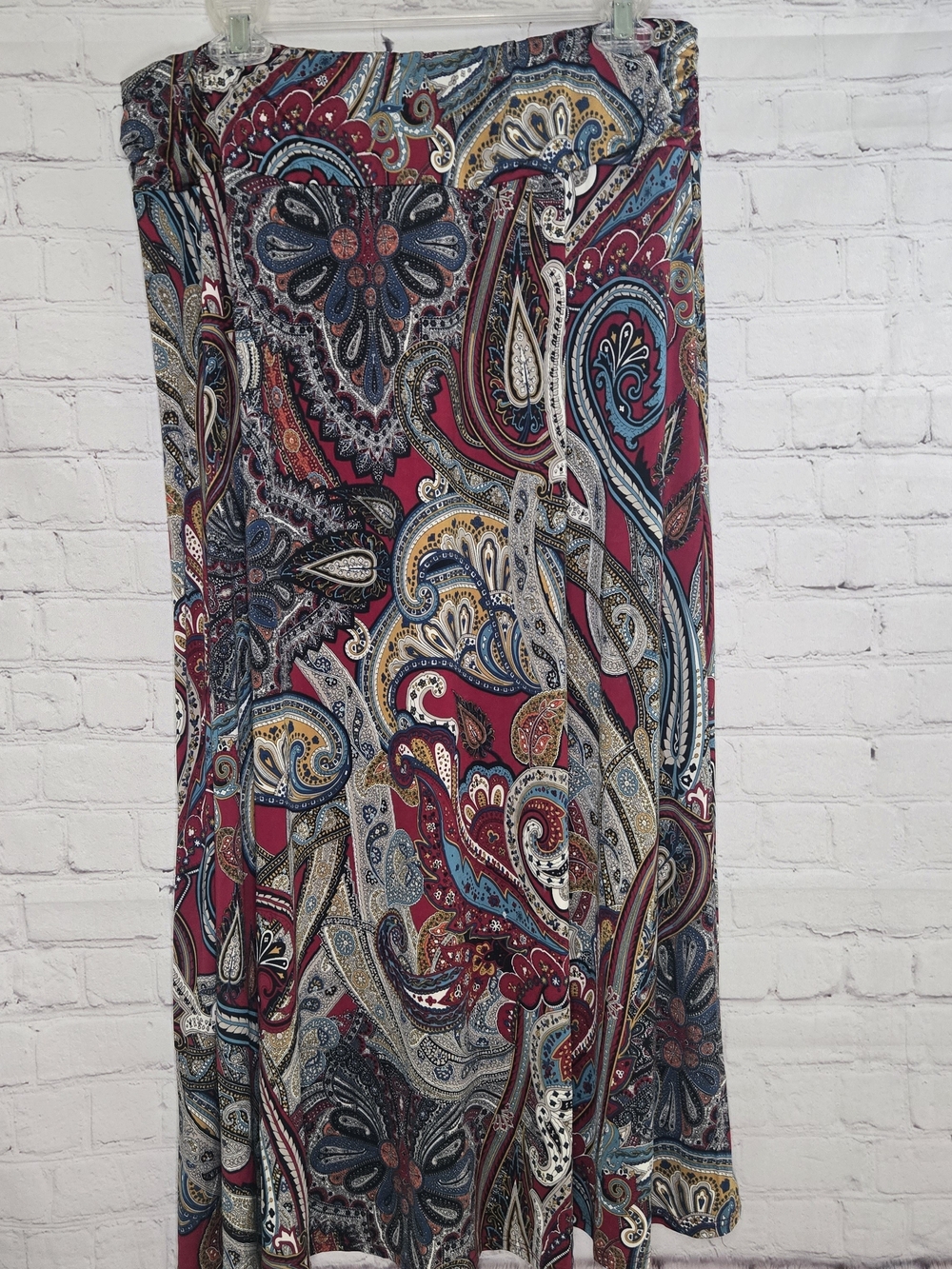 Y2k column paisley print slinky maxi skirt sz L Whimsigoth boh cottagecore JLee